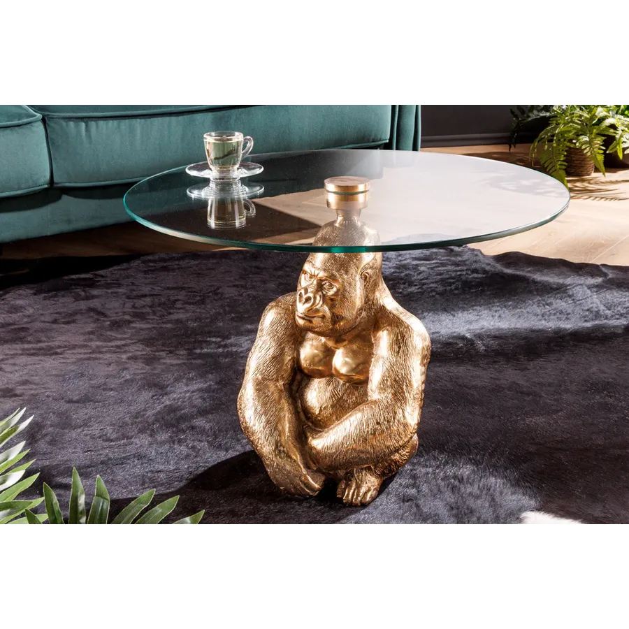 Invicta Stolik kawowy KONG złote szkło 60cm / 43518