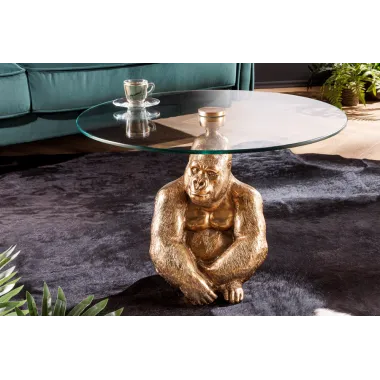 Invicta Stolik kawowy KONG złote szkło 60cm / 43518