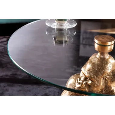 Invicta Stolik kawowy KONG złote szkło 60cm / 43518