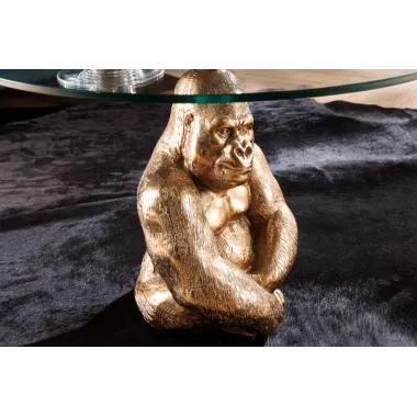 Invicta Stolik kawowy KONG złote szkło 60cm / 43518