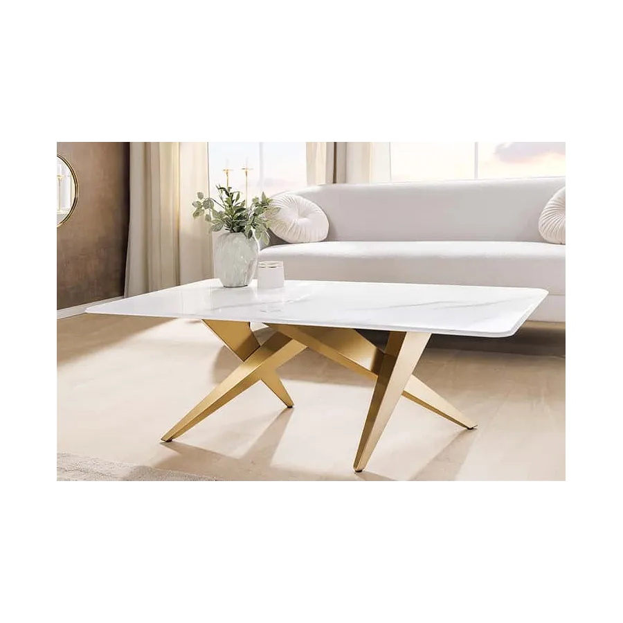 Invicta Stolik kawowy ART LIVING ceramiczny biały blat 130cm / 46204