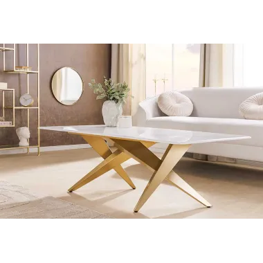 Invicta Stolik kawowy ART LIVING ceramiczny biały blat 130cm / 46204