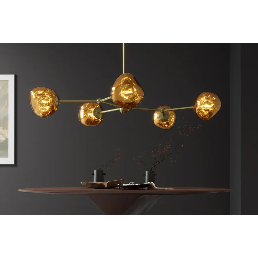 Invicta Lampa wisząca LIQUID DIAMOND 5 szklanych kloszy w kolorze złotym/ 46020