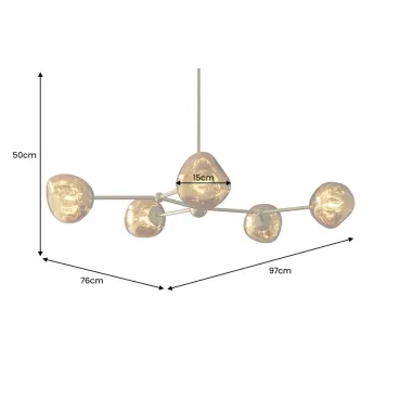 Invicta Lampa wisząca LIQUID DIAMOND 5 szklanych kloszy w kolorze złotym/ 46020