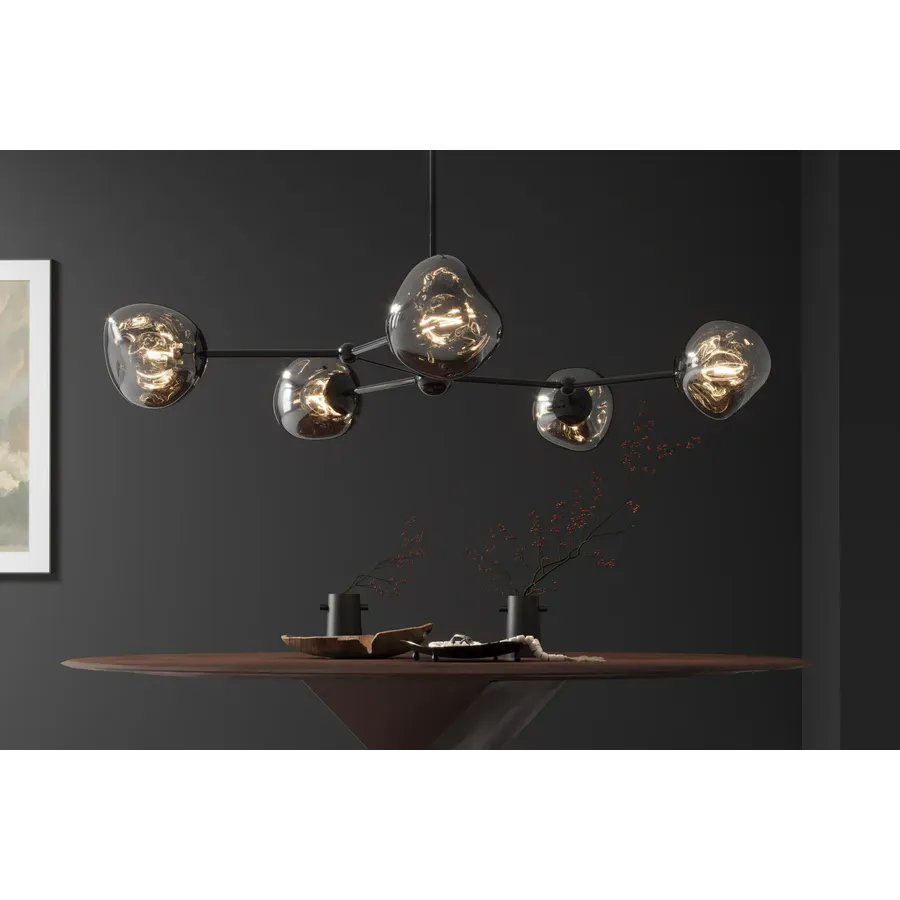 Invicta Lampa wisząca LIQUID DIAMOND 5 szklanych kloszy w kolorze szarym / 46021