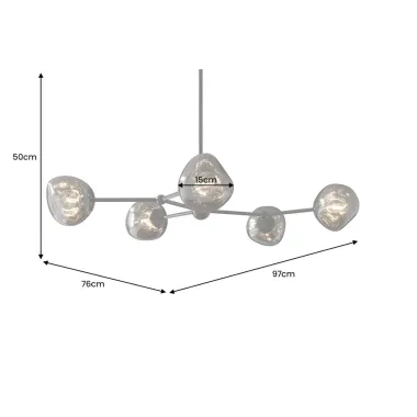 Invicta Lampa wisząca LIQUID DIAMOND 5 szklanych kloszy w kolorze szarym / 46021