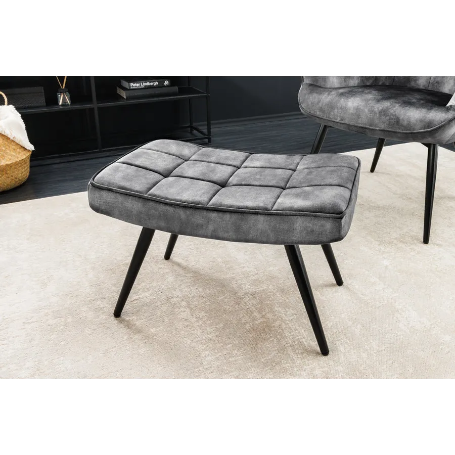 Invicta Stołek SCANDINAVIA aksamitny szary 40cm / 44026