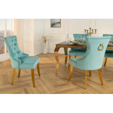 Invicta Krzesło CASTLE z uchwytem aksamitny błękit 57cm / 45844