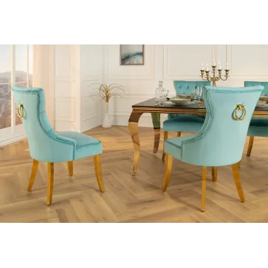 Invicta Krzesło CASTLE z uchwytem aksamitny błękit 57cm / 45844