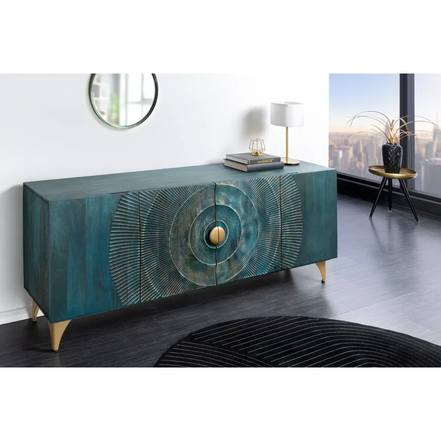 Invicta Komoda GOLDEN SUNSET turkusowe mango 177cm / 45643