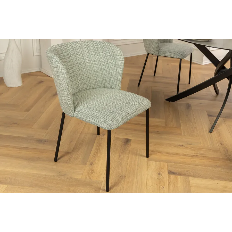 IInvicta Krzesło LYON niebieska krata bouclé 54cm / 44958