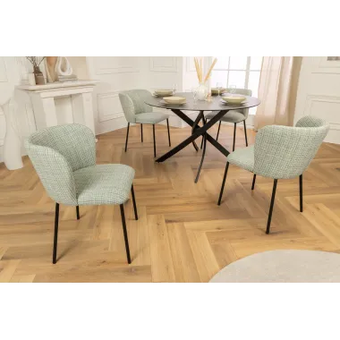 IInvicta Krzesło LYON niebieska krata bouclé 54cm / 44958