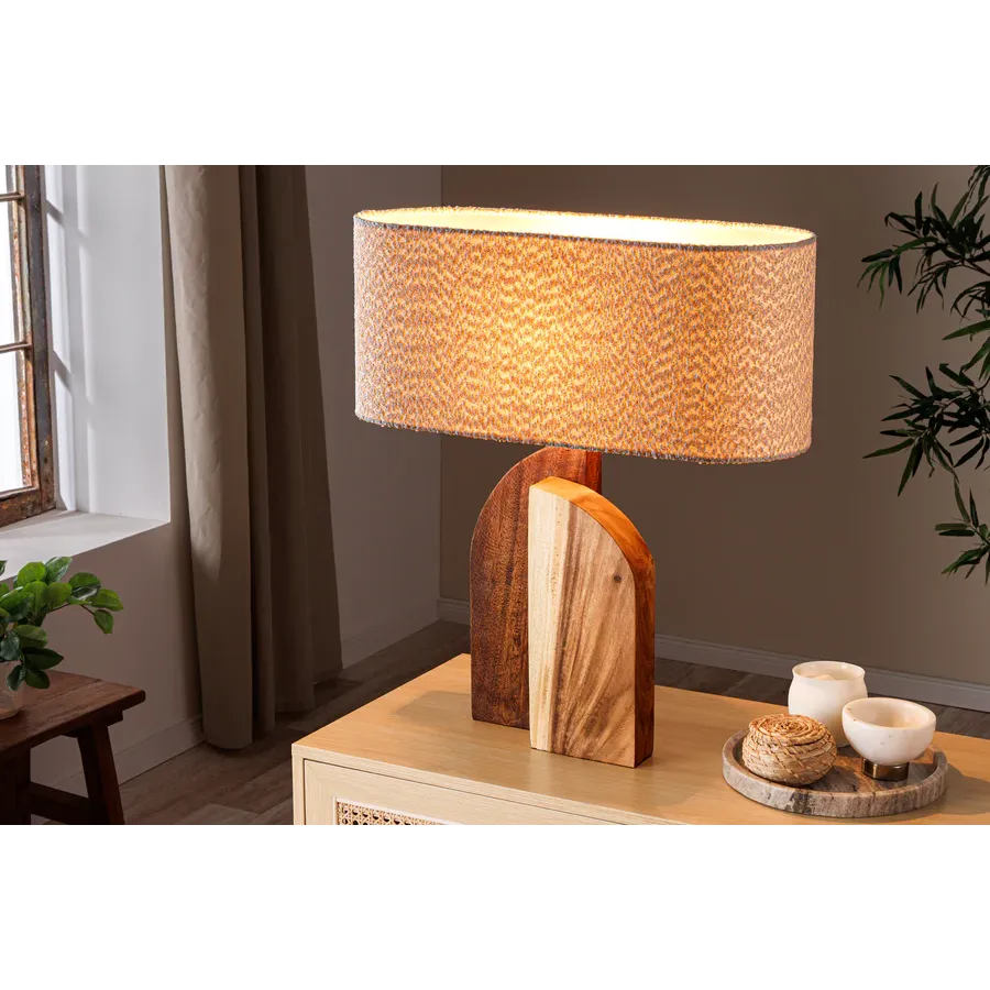 Invicta Lampa stołowa LOVERS naturalny klosz z drewna deszczowego 60cm / 46649