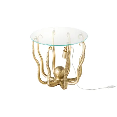 Invicta Stolik kawowy OCTOPUS z złotą lampką 50cm / 44567