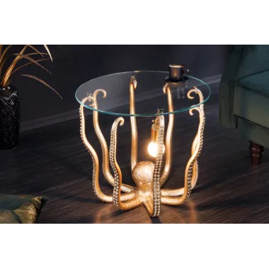 Invicta Stolik kawowy OCTOPUS z złotą lampką 50cm / 44567