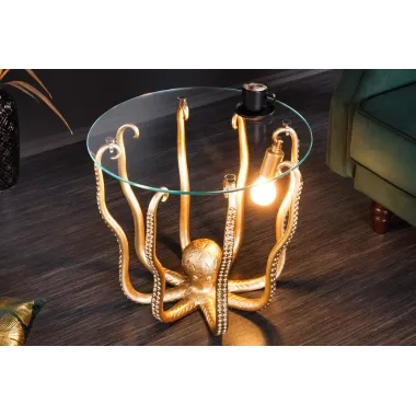Invicta Stolik kawowy OCTOPUS z złotą lampką 50cm / 44567