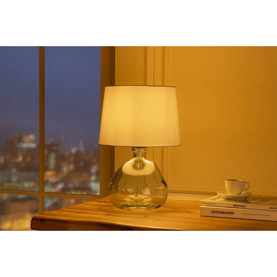 Invicta Lampa stołowa CLASSIC biały klosz ze szkła pochodzącego z recyklingu 40cm / 44494