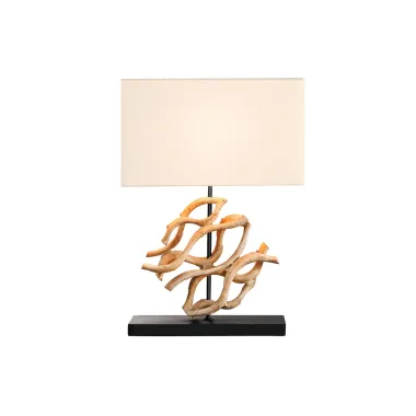 Invicta Lampa stołowa THE WAVE z kloszem z drewna tekowego w kolorze białym  60cm / 43932