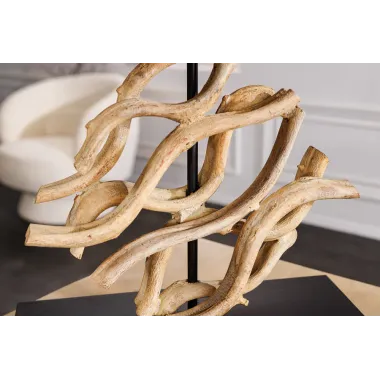 Invicta Lampa stołowa THE WAVE z kloszem z drewna tekowego w kolorze białym  60cm / 43932