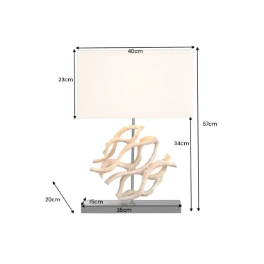 Invicta Lampa stołowa THE WAVE z kloszem z drewna tekowego w kolorze białym  60cm / 43932