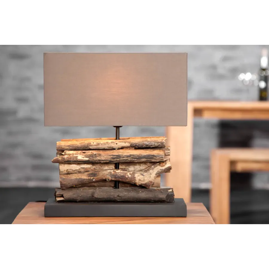 Invicta Lampa stołowa PERIFERE brązowe drewno teakowe 35cm / 17322