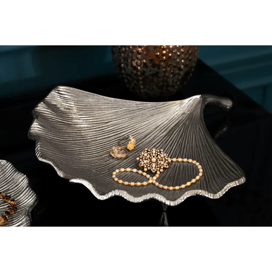 Invicta Patera dekoracyjna GINKGO srebrna 33cm / 41778