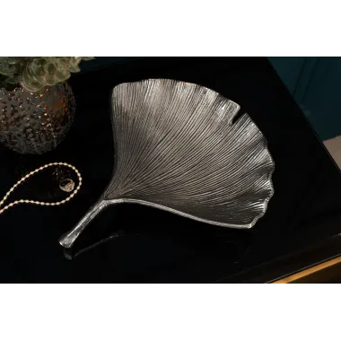 Invicta Patera dekoracyjna GINKGO srebrna 33cm / 41778