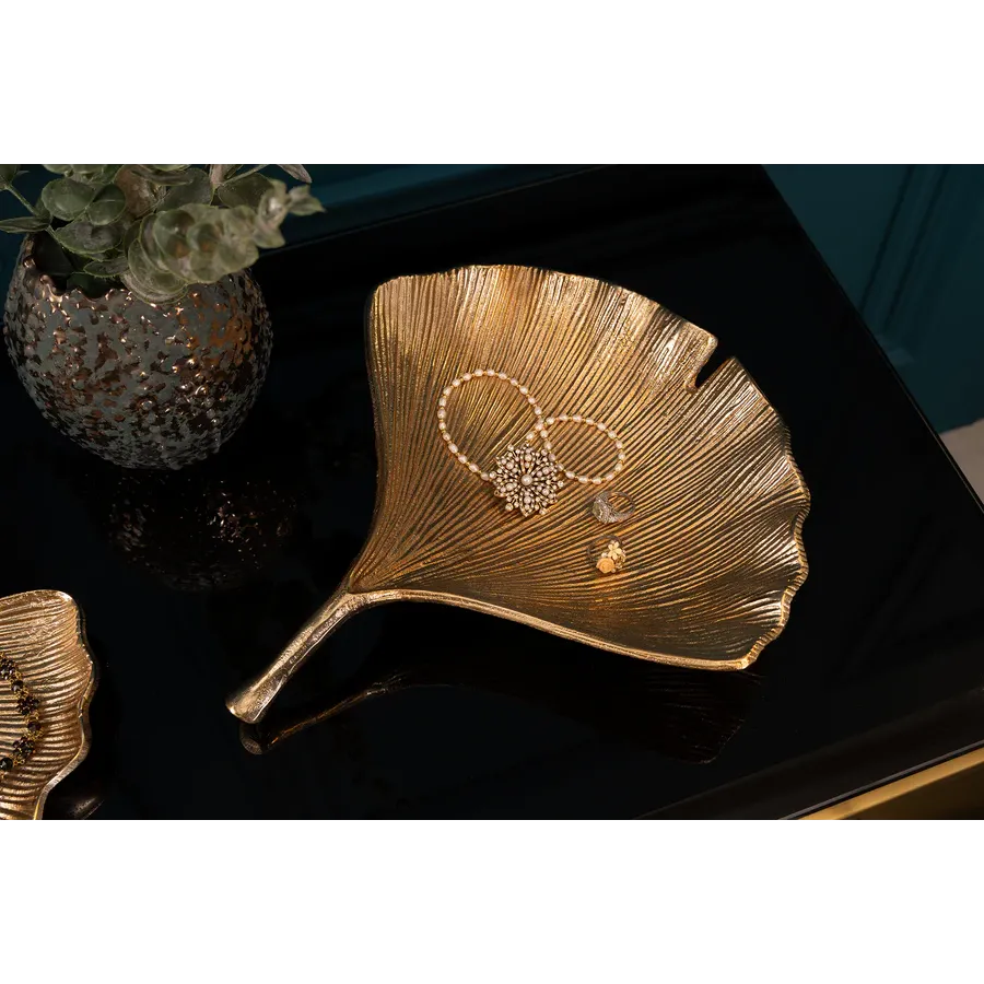Invicta Patera dekoracyjna GINKGO złota 33cm / 41777