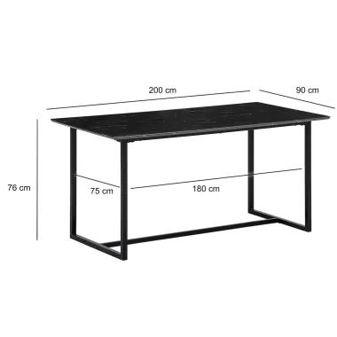 Wohnling Stół ceramiczny SYMBIOSE optyka czarnego marmuru 200cm / WL6.972