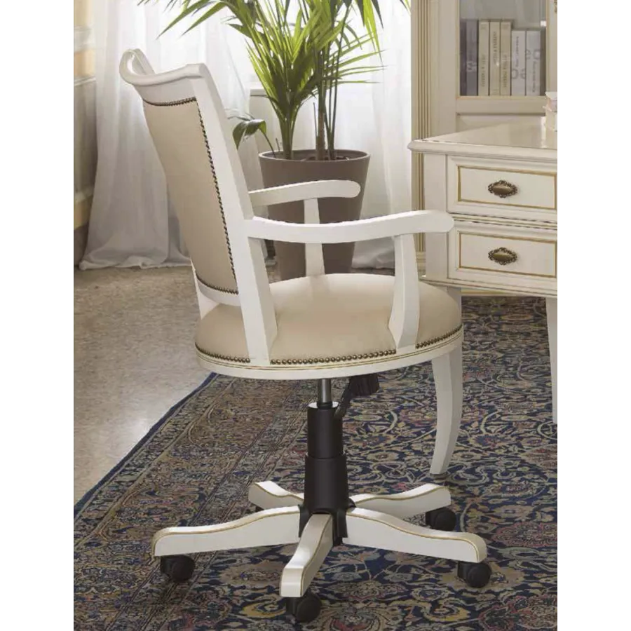 Włoski Klasyczny fotel biurowy PUCCINI imitacja skóry 68 x 96 x 68cm / 46710