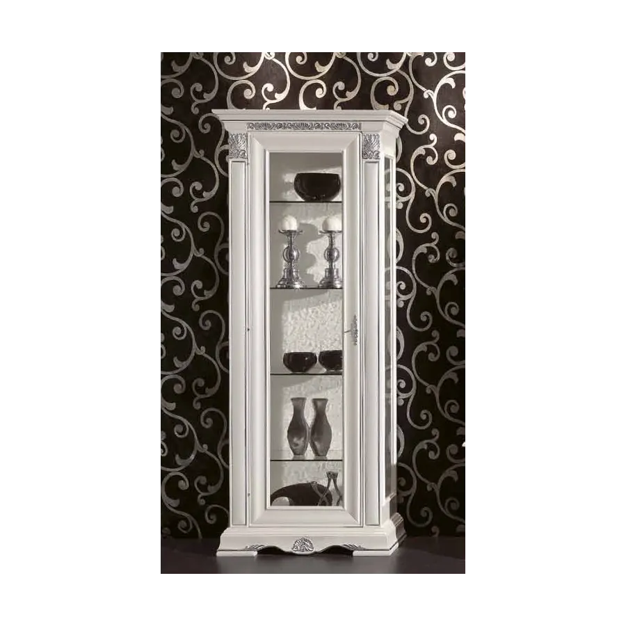 VIVALDI CREMA Włoska Witryna szklana 1 drzwi ze zdobieniami 86 x 215 x 50cm / 1719