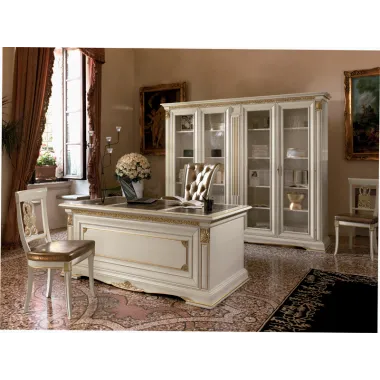 VIVALDI CREMA Włoska Komoda 2 drzwi 6 szuflad zdobienia 215 x 108 x 55cm / 1710