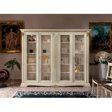 VIVALDI CREMA Włoska Komoda 2 drzwi 6 szuflad zdobienia 215 x 108 x 55cm / 1710