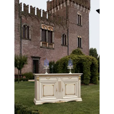 VIVALDI CREMA Włoska Komoda 2 drzwi 6 szuflad zdobienia 215 x 108 x 55cm / 1710