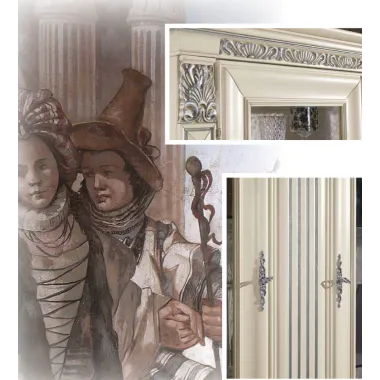 VIVALDI CREMA Włoska Komoda 2 drzwi 2 szuflady zdobienia 187 x 108 x 55cm / 1712