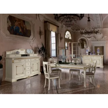 VIVALDI CREMA Włoska Komoda 2 drzwi 2 szuflady zdobienia 187 x 108 x 55cm / 1712