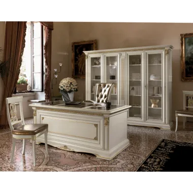 VIVALDI CREMA Włoska Luksusowa Szafka TV mini ze zdobieniami 213 x 57 x 59cm / 1752