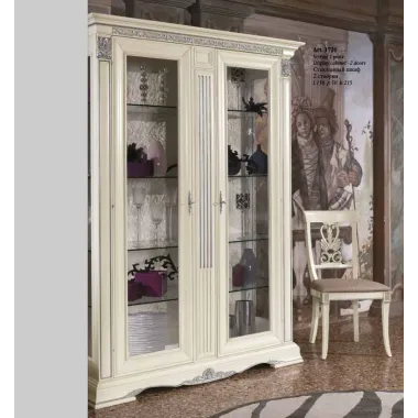 VIVALDI CREMA Włoska Luksusowa Szafka TV mini ze zdobieniami 213 x 57 x 59cm / 1752