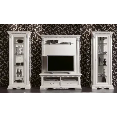 VIVALDI CREMA Włoska Luksusowa Szafka TV mini ze zdobieniami 213 x 57 x 59cm / 1752