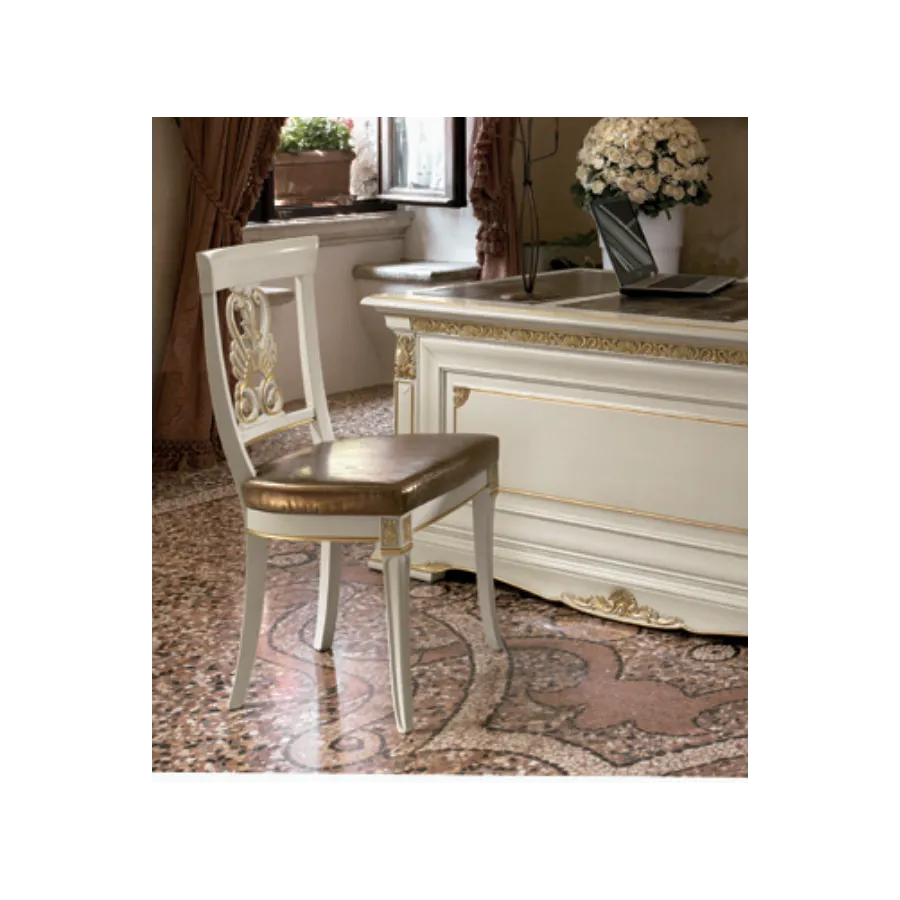 VIVALDI CREMA Włoski Fotel biurowy obrotowy 70 x 118 x 70cm / 1741