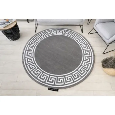 Dywan HAMPTON Versace Grecki wzór szary koło 120cm / GR2885