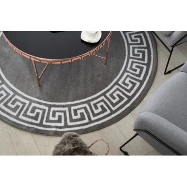 Dywan HAMPTON Versace Grecki wzór szary koło 120cm / GR2885