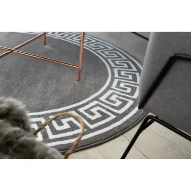 Dywan HAMPTON Versace Grecki wzór szary koło 120cm / GR2885