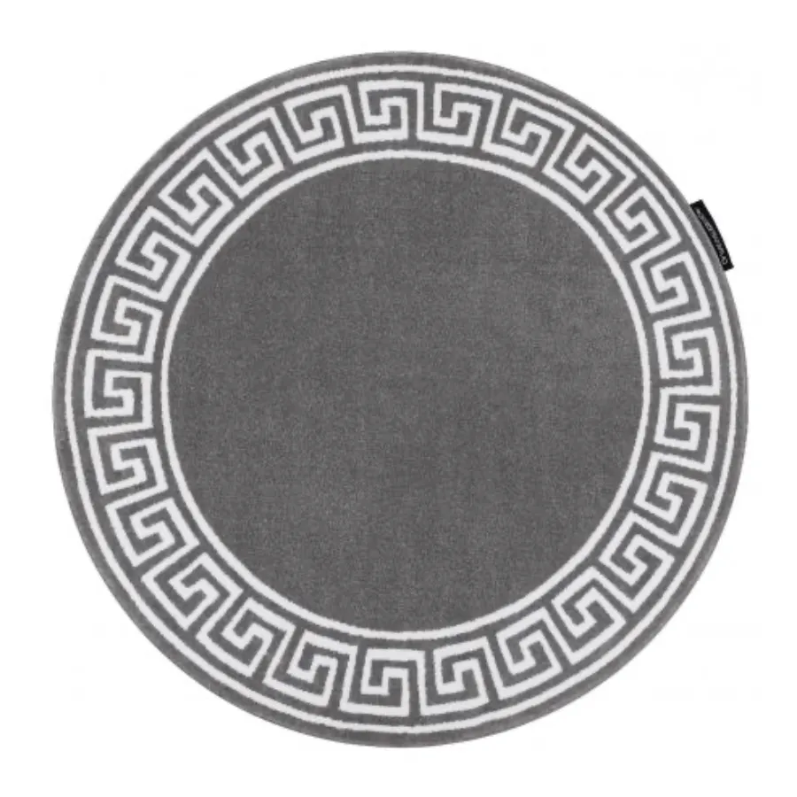 Dywan HAMPTON Versace Grecki wzór szary koło 120cm / GR2885