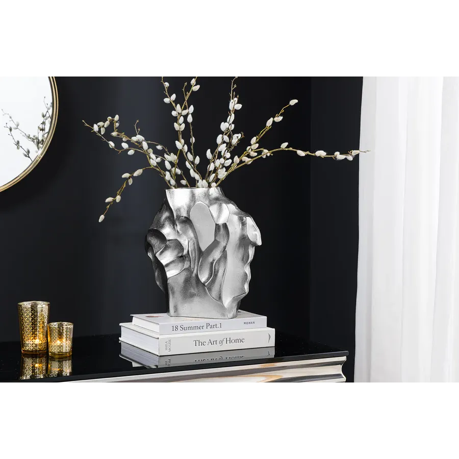 Invicta Wazon LIQUID efekt uderzenia młotka Srebrny 25cm / 44879