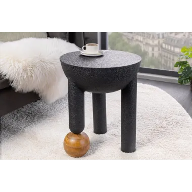 Invicta Stolik boczny ABSTRAKT 50cm z kulą z drewna mango / 44855