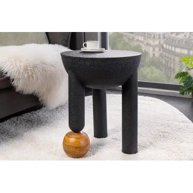 Invicta Stolik boczny ABSTRAKT 50cm z kulą z drewna mango / 44855