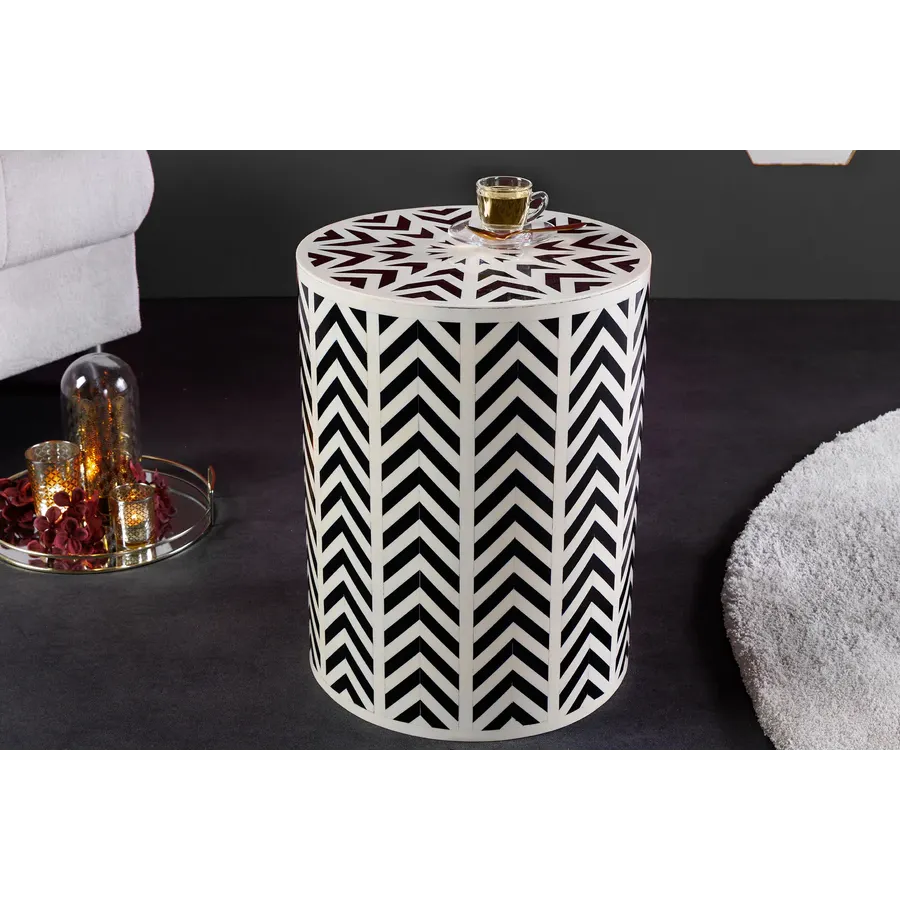 Invicta Stolik boczny BONE INLAY 45cm Poliester / 43660