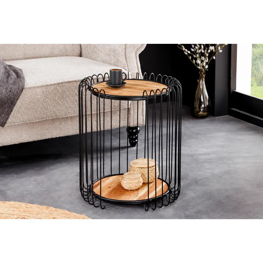 Invicta Stolik boczny TRUE ELEMENTS rama z czarnego drewna akacjowego 50cm / 45737