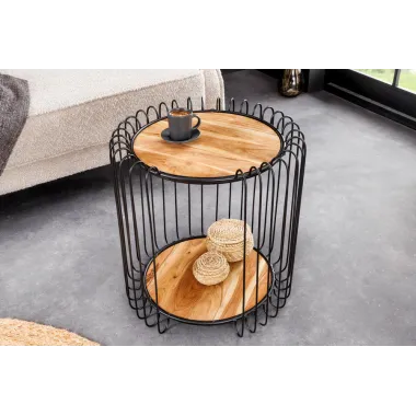 Invicta Stolik boczny TRUE ELEMENTS rama z czarnego drewna akacjowego 50cm / 45737